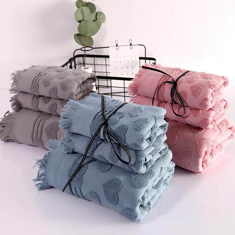 5ZW夏季全棉家用浴巾毛巾浴帽三件套装洗澡加大号纯棉吸水不掉毛