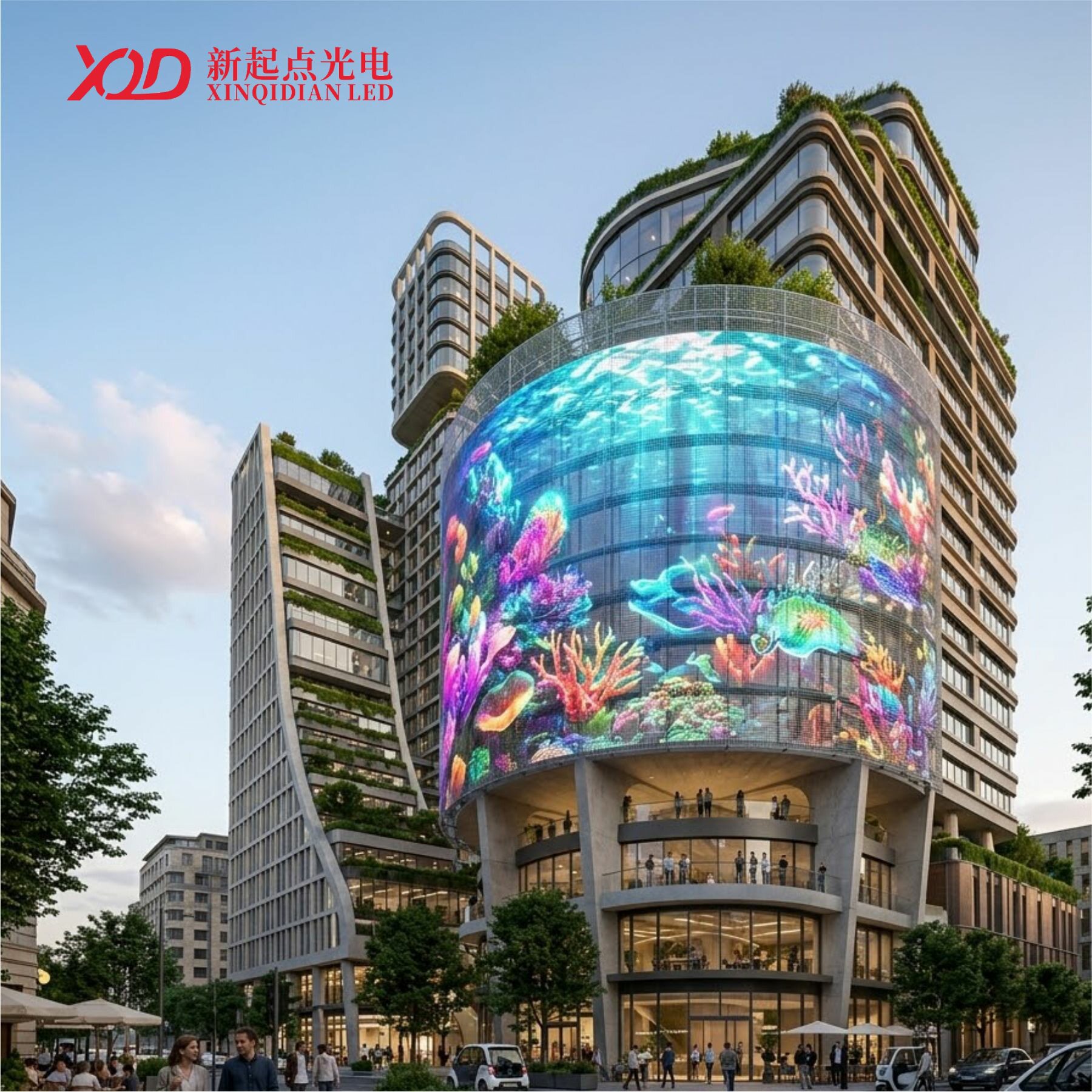 超亮LED网格屏户外防水全柔性透明网格屏厂家智能亮化照明服务商