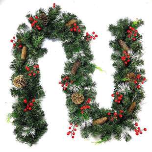 圣诞节装饰阻燃仿真花环套餐橱窗藤条2.7米加密pvc吊顶商场