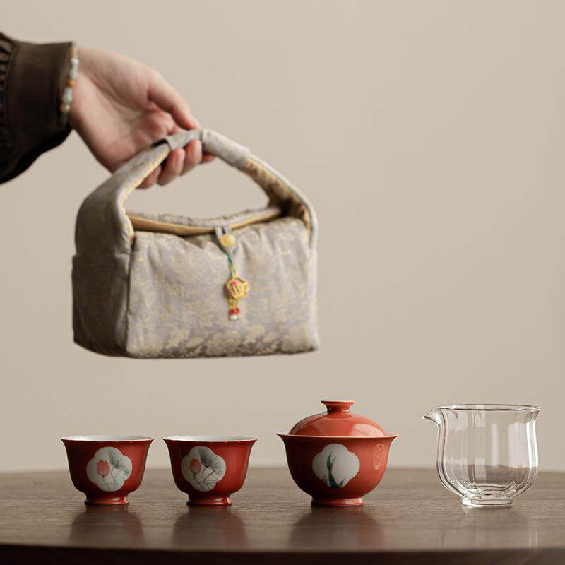 2024新款茶盘套装家用女士精致二人户外喝茶便携收纳茶具盖碗茶杯