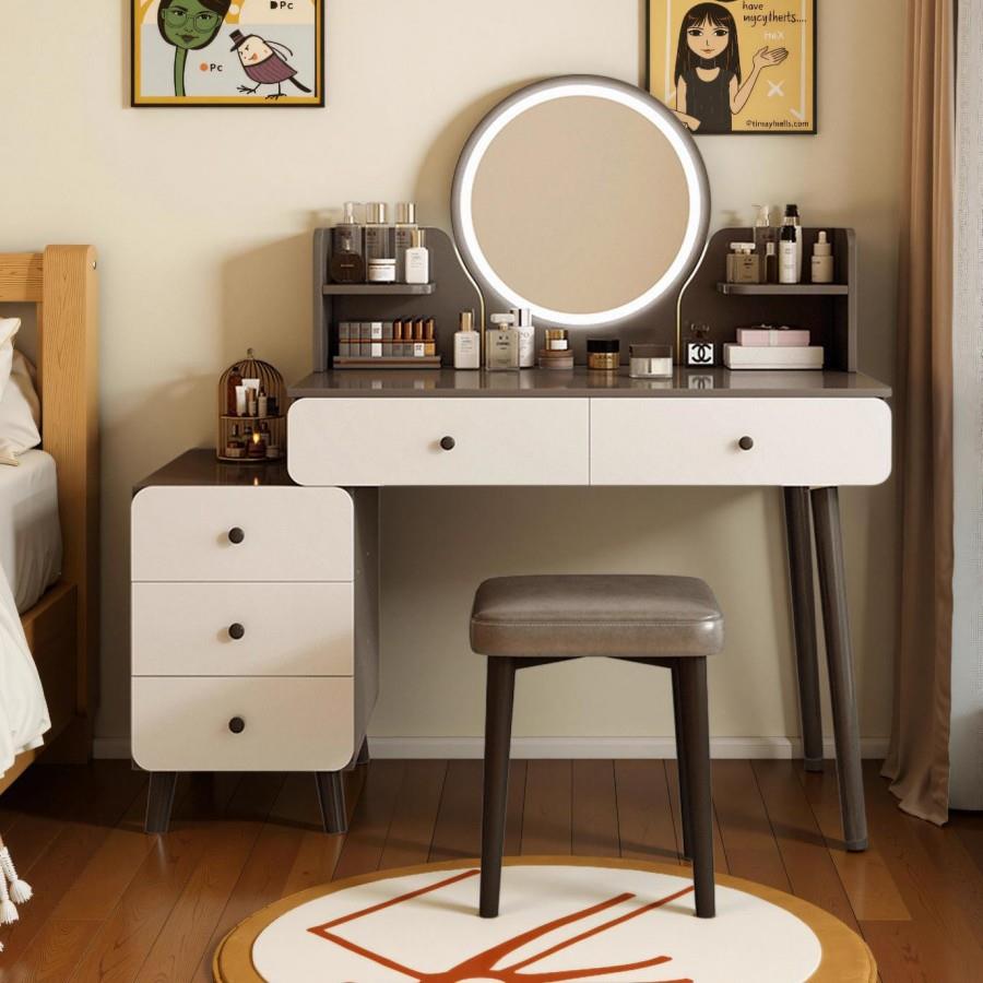 梳妆台卧室现代简约2025轻奢新款化妆桌收纳小户型斗柜一体化妆台