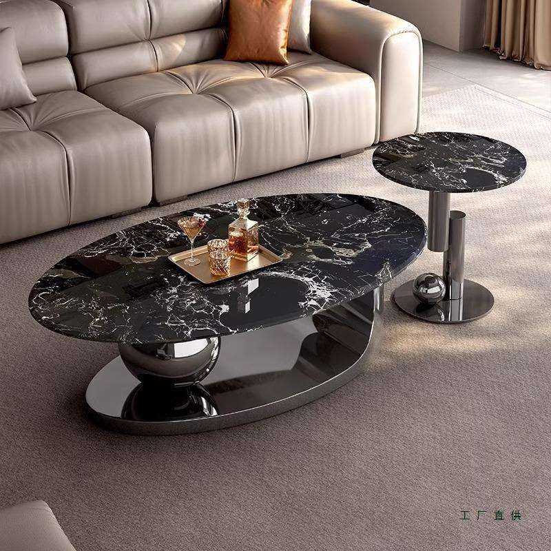 意式极简月牙茶几客厅简约现代轻奢超晶石大理石小户型创意设计师