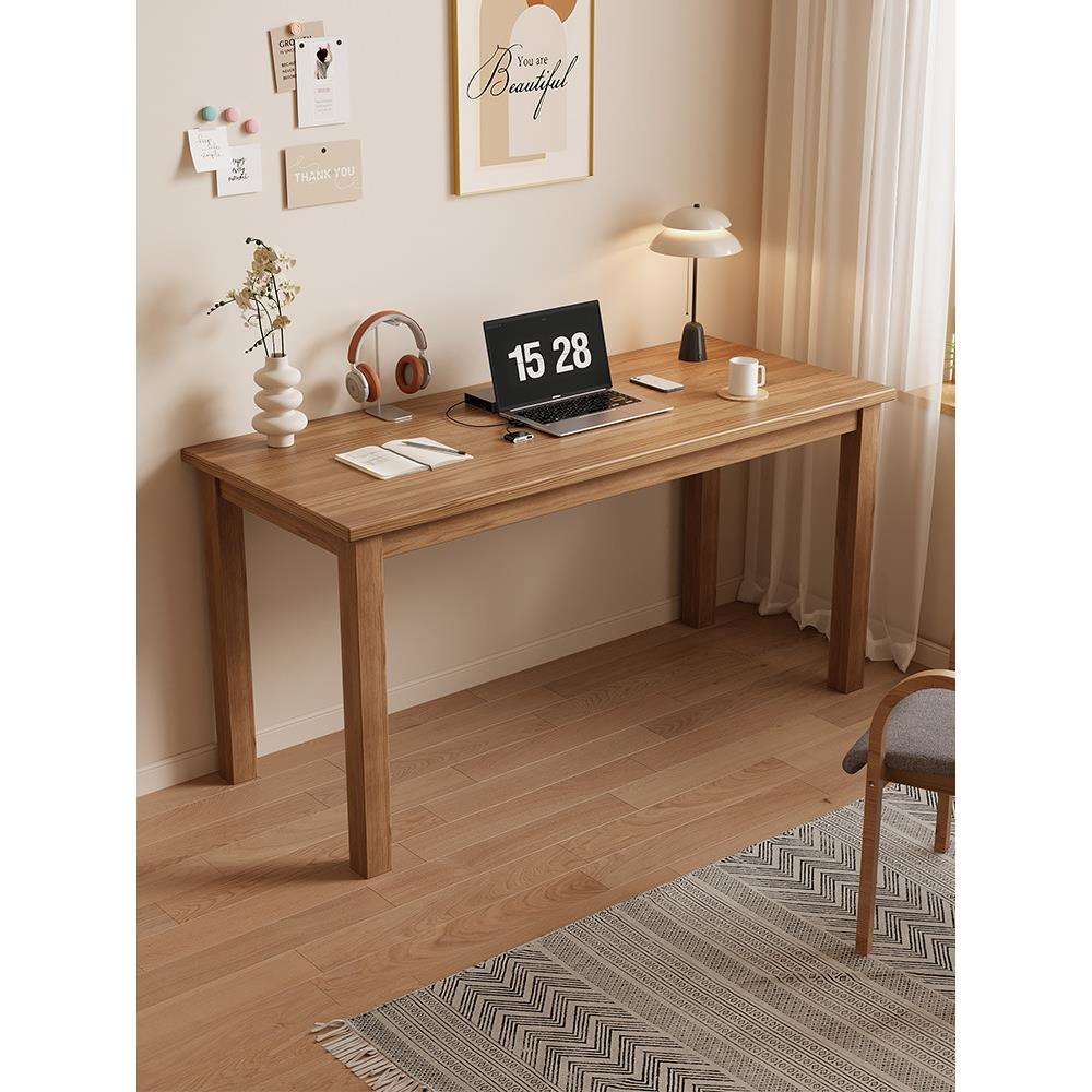 实木长条书桌电脑台双人桌靠墙窄桌子客厅大长桌家用学习桌办公桌