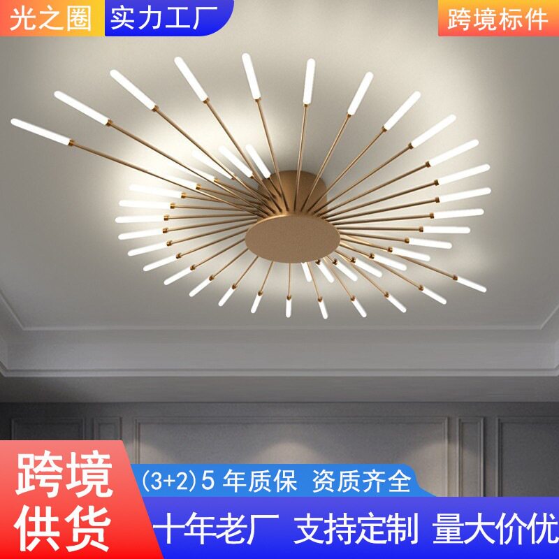 跨境现代简约LED吸顶灯大厅高级感烟花灯无极调光卧室书房吸顶灯