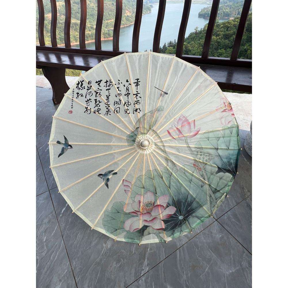 非遗古风油纸伞防雨防晒舞蹈汉服拍照道具儿童古典晴雨两用荷花伞