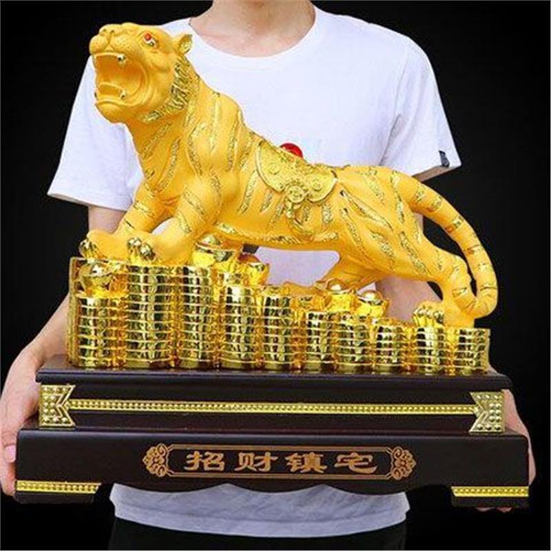 老虎沙金摆件虎啸山河金虎家居装饰玄关办公室桌面工艺品装饰品