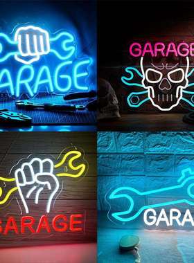 热款车库维修工具LED造型亚克力背板装饰氛围灯扳手霓虹灯