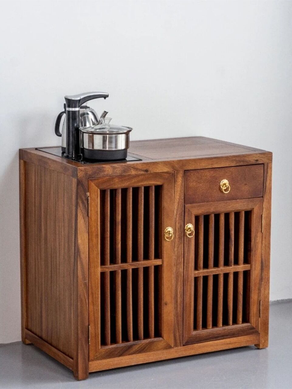 A9L奥坎茶水柜实木大板边柜家用泡茶台原木中式餐边柜茶几茶桌储