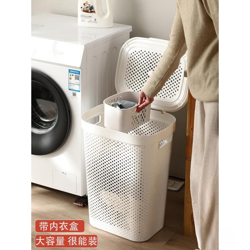 脏衣篮家用大容量浴室洗衣篮子带盖放脏衣服分区洗澡收纳筐脏衣篓图片