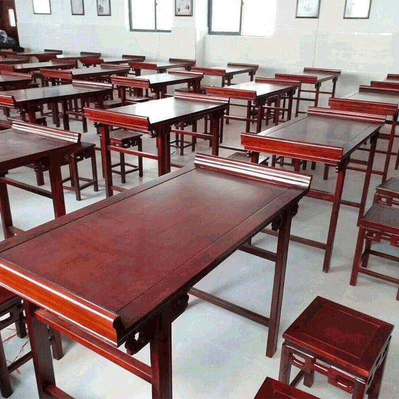 仿古条案书案桌新中式实木教学书法培训翘头云桌