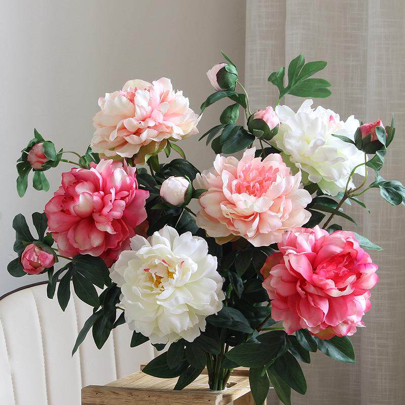 牡丹花花假花摆设客厅摆件花束餐桌花艺装饰花塑料花插花绢花