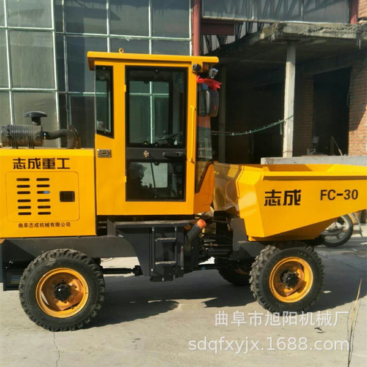 FC-30柴油四驱翻斗车工地绞接转向四轮蹦蹦车25马力四轮自卸车