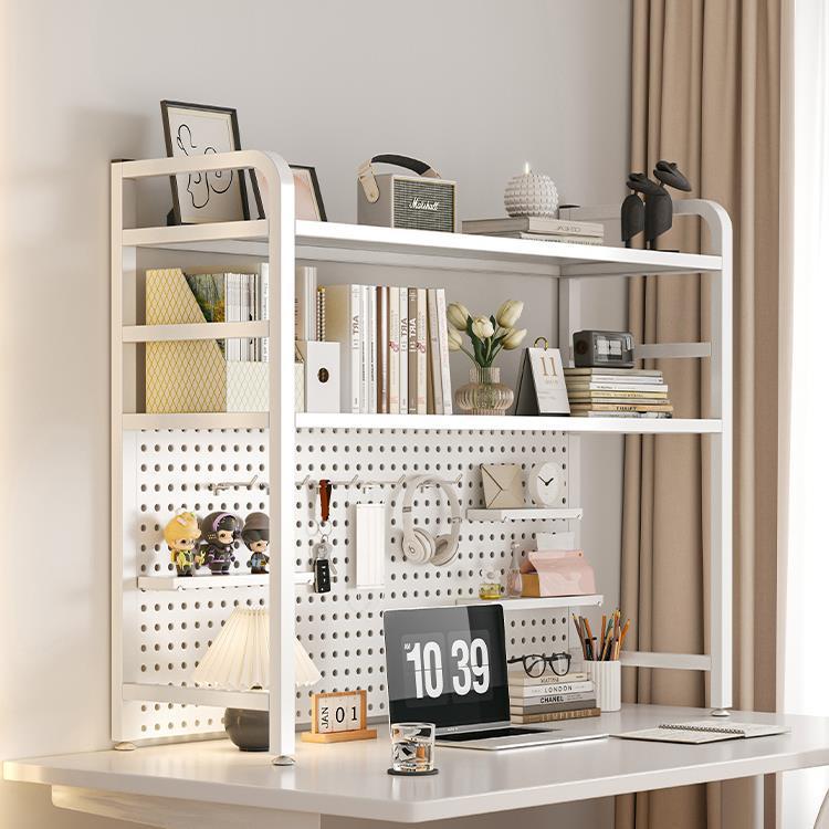 桌面置物架桌上书架书桌收纳洞洞板装饰架电脑桌两层工位展示架子