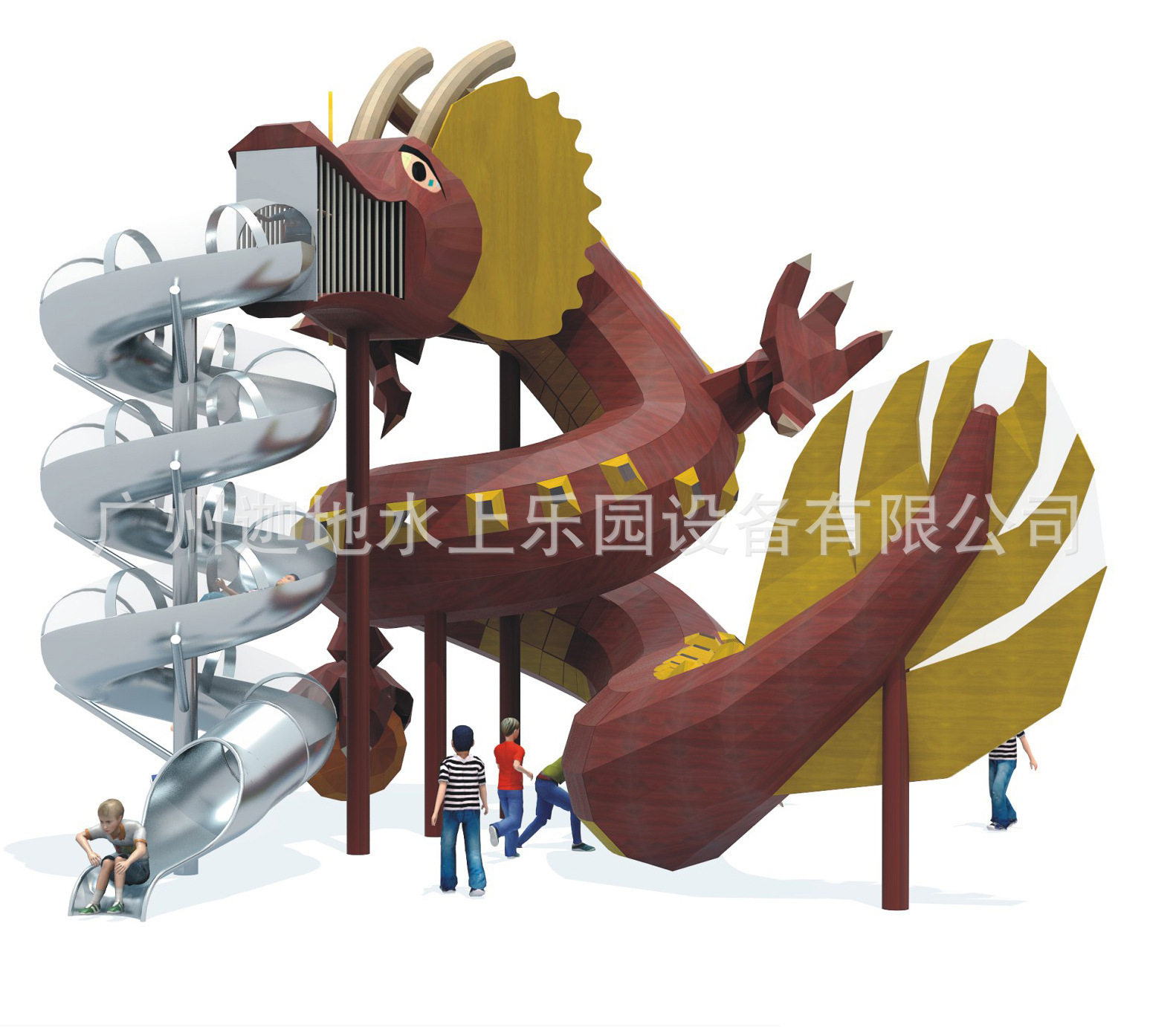厂家直销不锈钢滑梯专业生产大型户外儿童组合卡通龙木制滑梯
