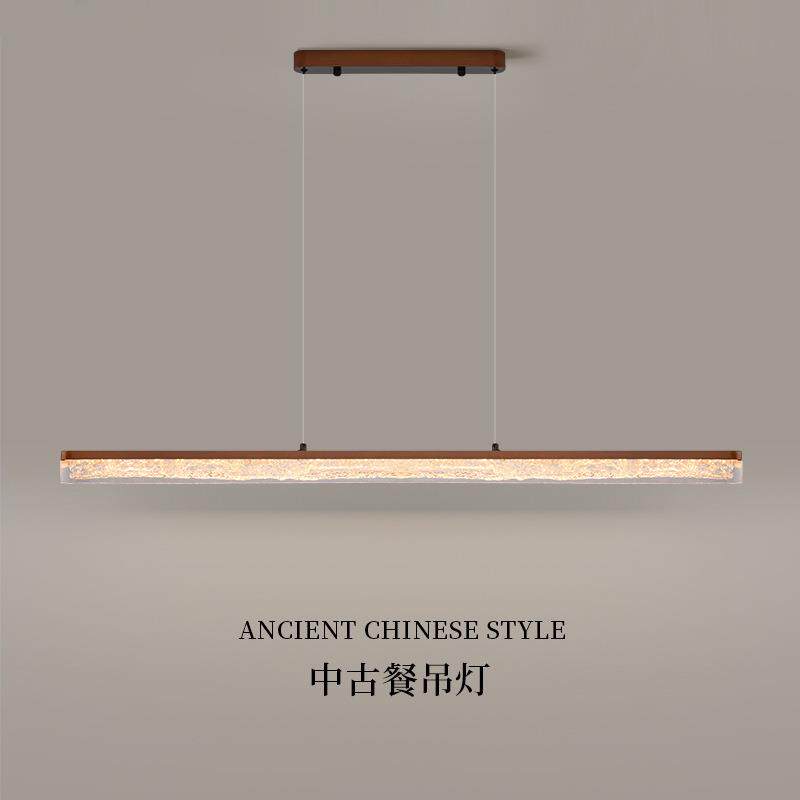意式餐厅吊灯现代简约树脂冰裂纹大厅灯设计师新款创意一字长条灯