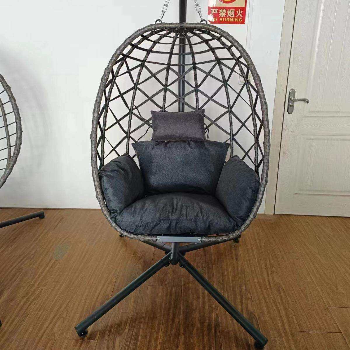 双链藤编单人吊篮可折叠休闲吊篮椅支架结构稳固承重室内秋千