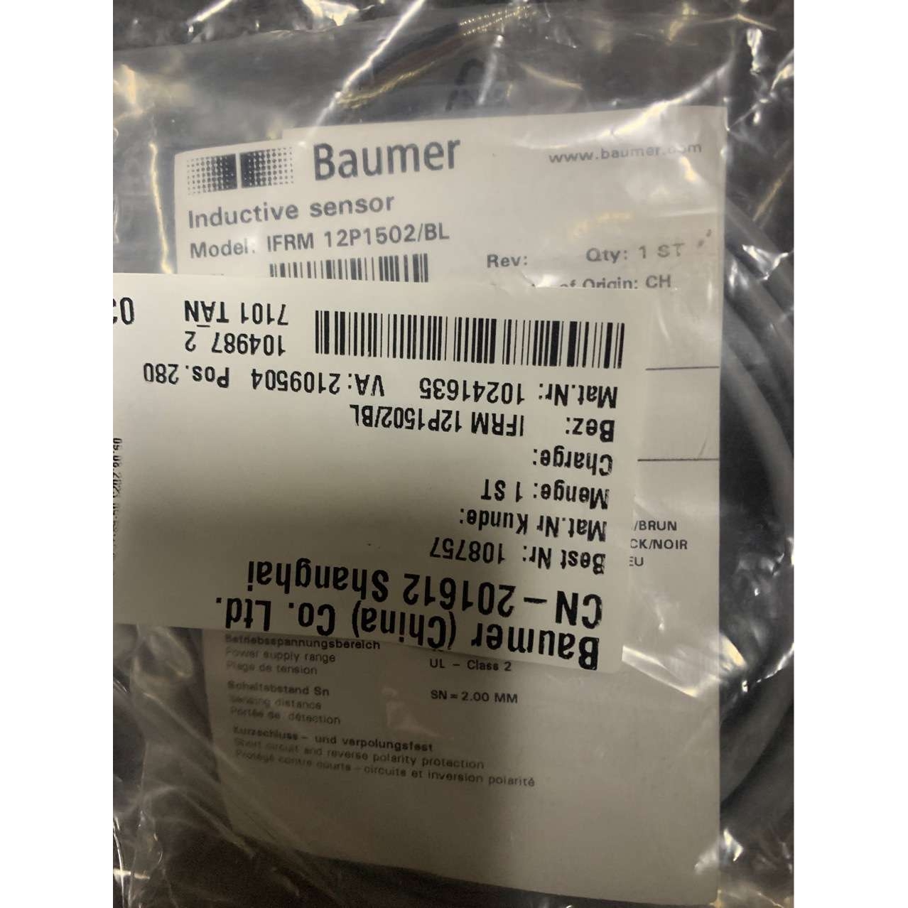 IFRM 12P1502-BL 接近开关 Baumer