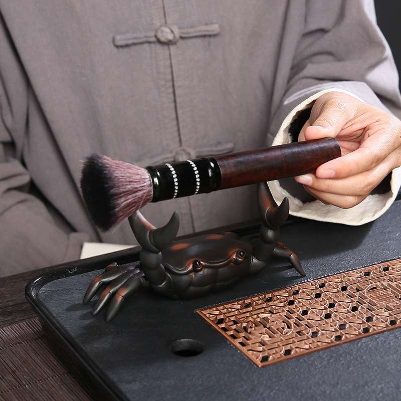 紫砂螃蟹笔托茶道 六君子配件 茶玩 茶趣茶桌装饰摆件笔刷