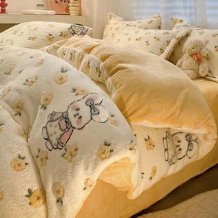 雪花绒被套单件150x200x230冬季 加厚保暖双面绒被罩学生宿舍被单4