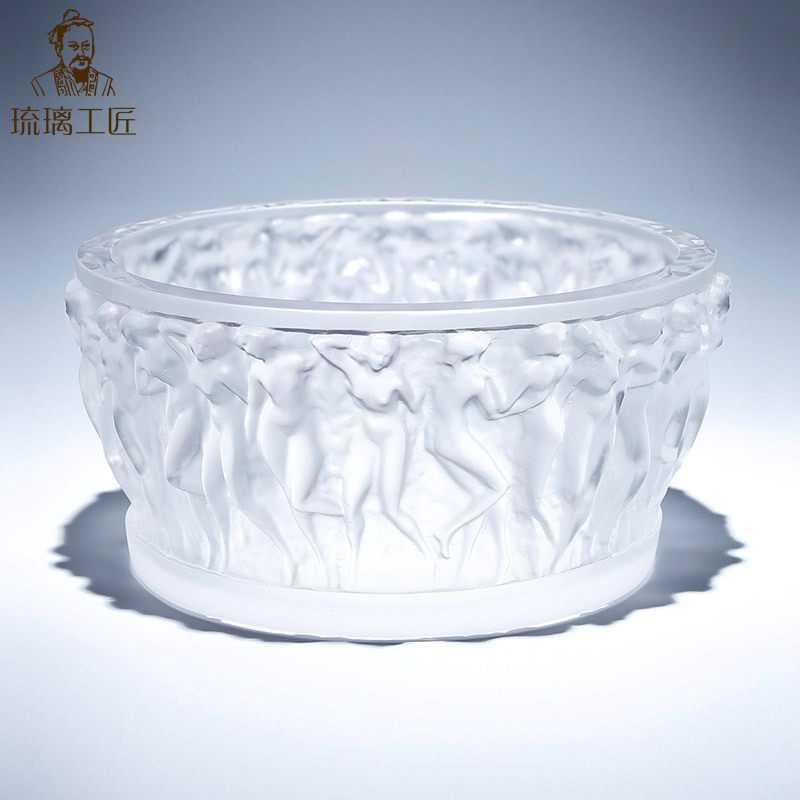 古法琉璃美女果盘客厅茶几家用高级感家居装饰品摆件乔迁之喜高档