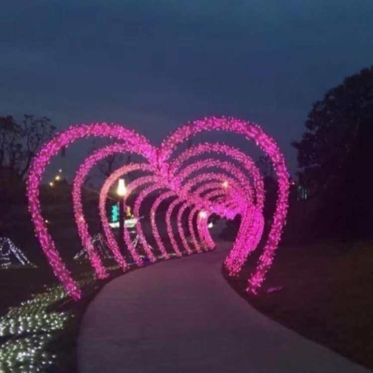 LED拱门装饰灯光节心形走廊婚庆防雨彩虹拱门发光灯景观装饰