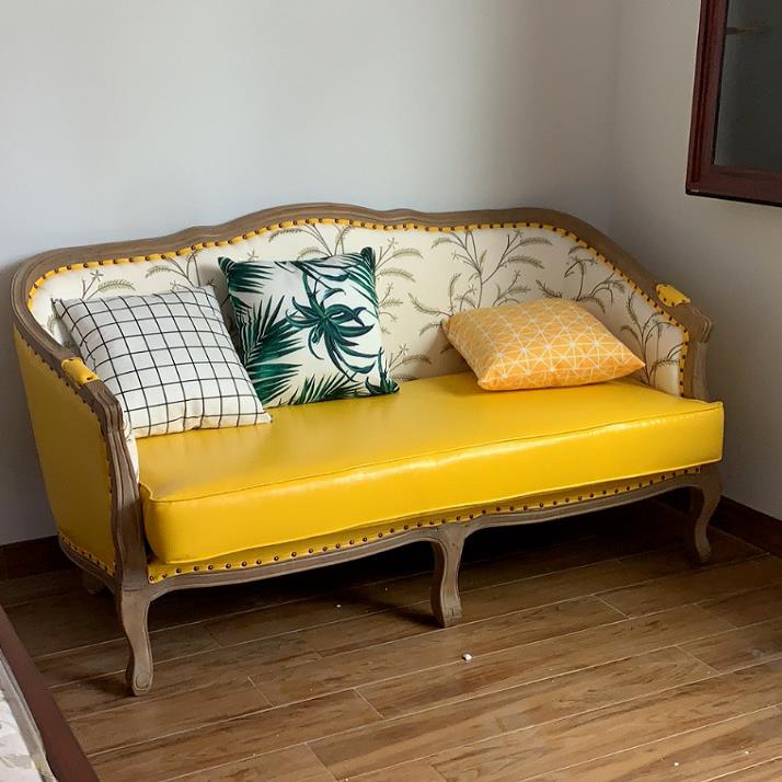 美式沙发乡村实木布艺复古单人双人三人沙发客厅小户家用组合沙发