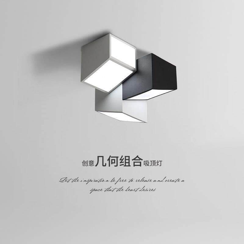 现代简约几何吸顶灯设计师创意玄关衣帽间走廊黑白组合阳台过道灯