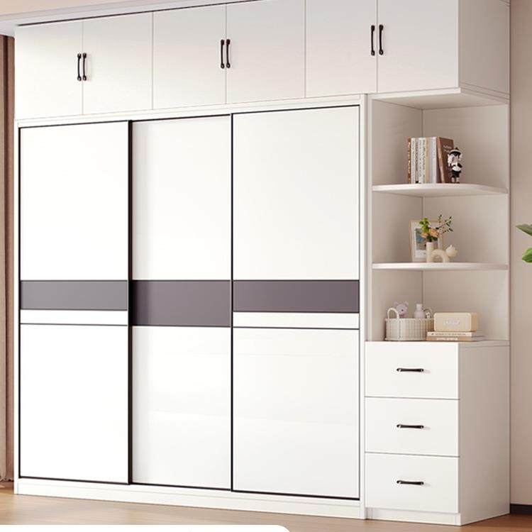 衣柜家用卧室全实木推拉门出租房用新款儿童衣橱简易收纳可定柜w&