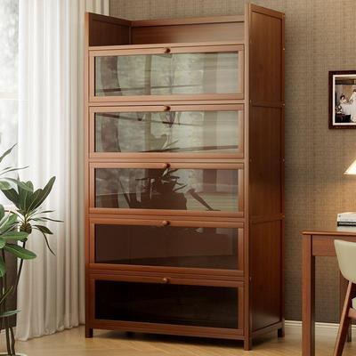 防尘书架落地家用客厅学生带门多层置物架儿童收纳简易书柜储物架