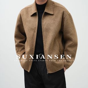 【大头叔叔】重磅双面绵羊毛老钱骆驼绒韩版休闲拉链外套N75678