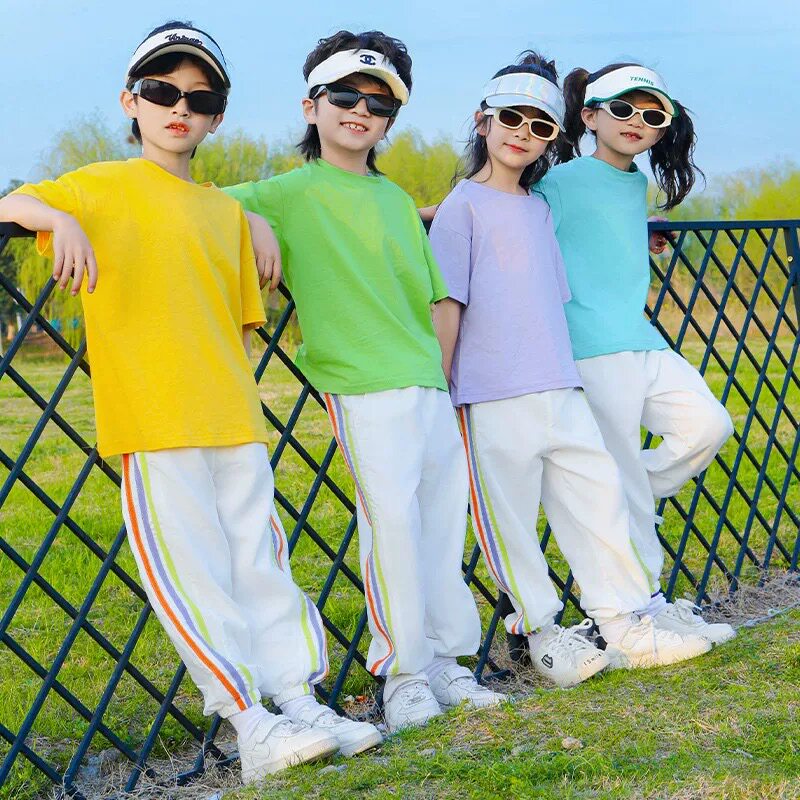 儿童多巴胺卫衣套装春秋运动会开幕式服装啦啦队男女童彩色演出服