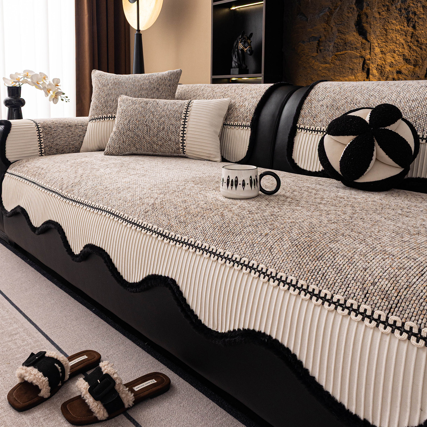 轻奢沙发垫2026新款四季通用高级感防滑直排真皮沙发坐垫子套罩巾,居家布艺,沙发垫,淘宝优惠券,粉丝福利购,淘宝优惠卷