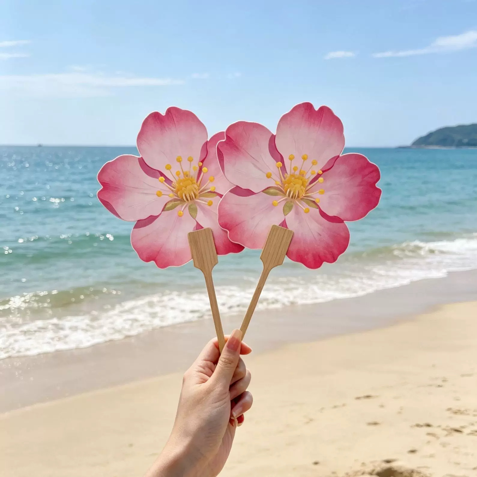 古风扇子樱花桃花便携夏日清凉