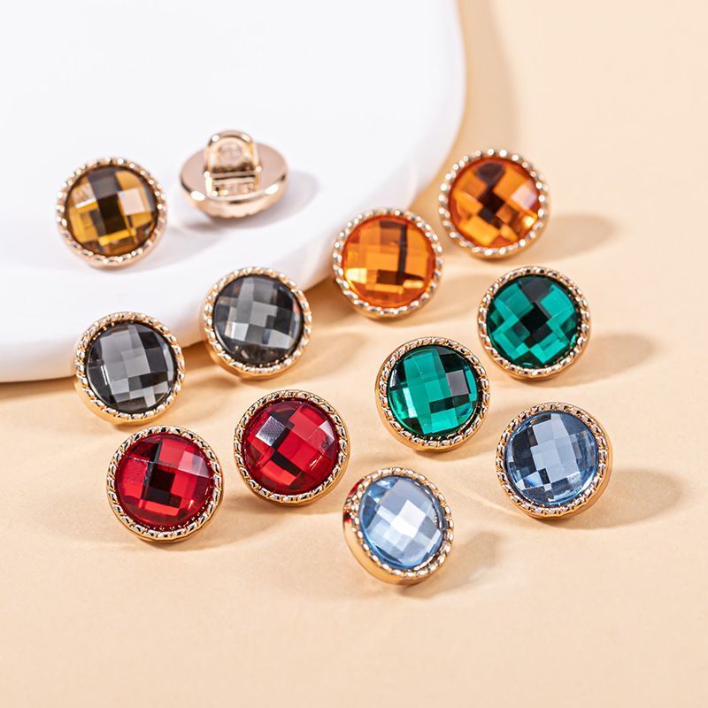 高端精致时尚小香风衣服上衣衬衣扣子衬衫金属纽扣仿宝石透明钻扣