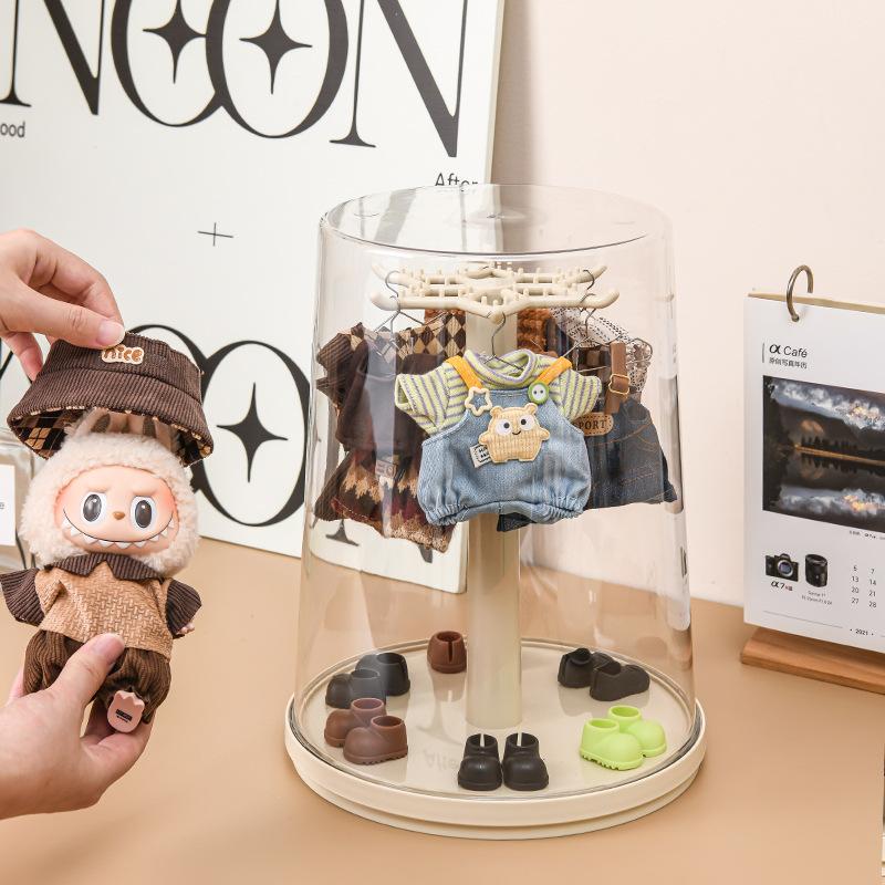 娃娃收纳桶家用饰品毛绒玩具透明旋转挂件整理筒儿童公仔展示神器