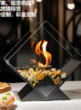 跨境专供室内壁炉乙醇酒精壁炉桌面摆件真火壁炉家居装饰取暖壁炉
