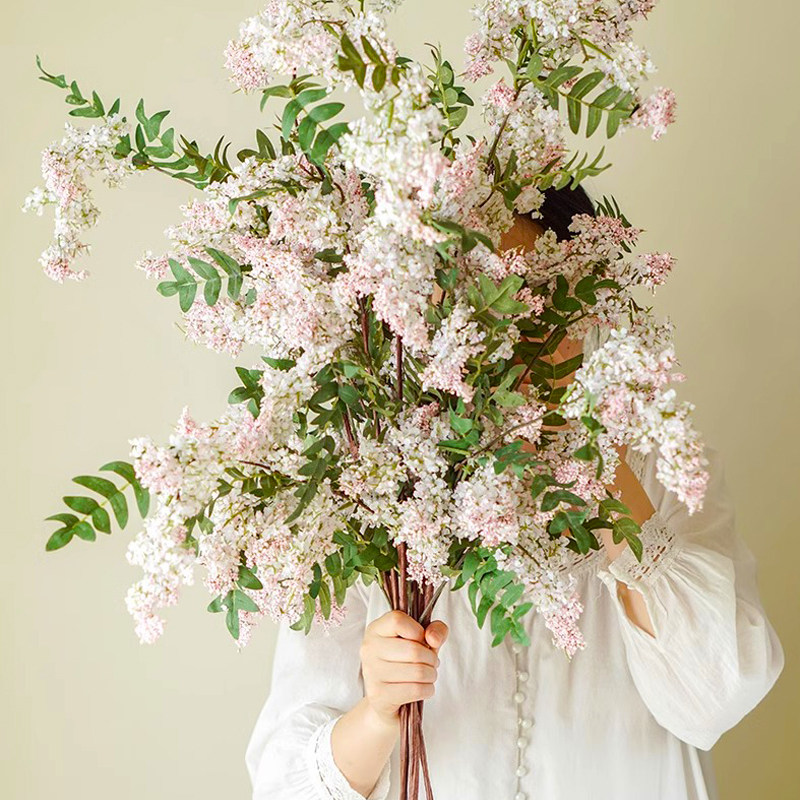 槐蕊彷真花高级感逼真假花装饰陶瓷水培花瓶摆件客厅插花干 干燥