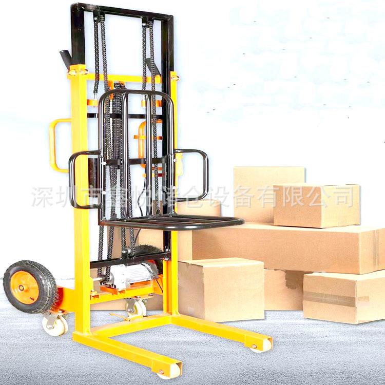 轻型电动堆高车半自动液压升高车电动叉车插电式堆垛车