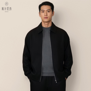 【可机洗】羊毛男士翻领夹克秋冬男款外套商务保暖加厚LP套装男装