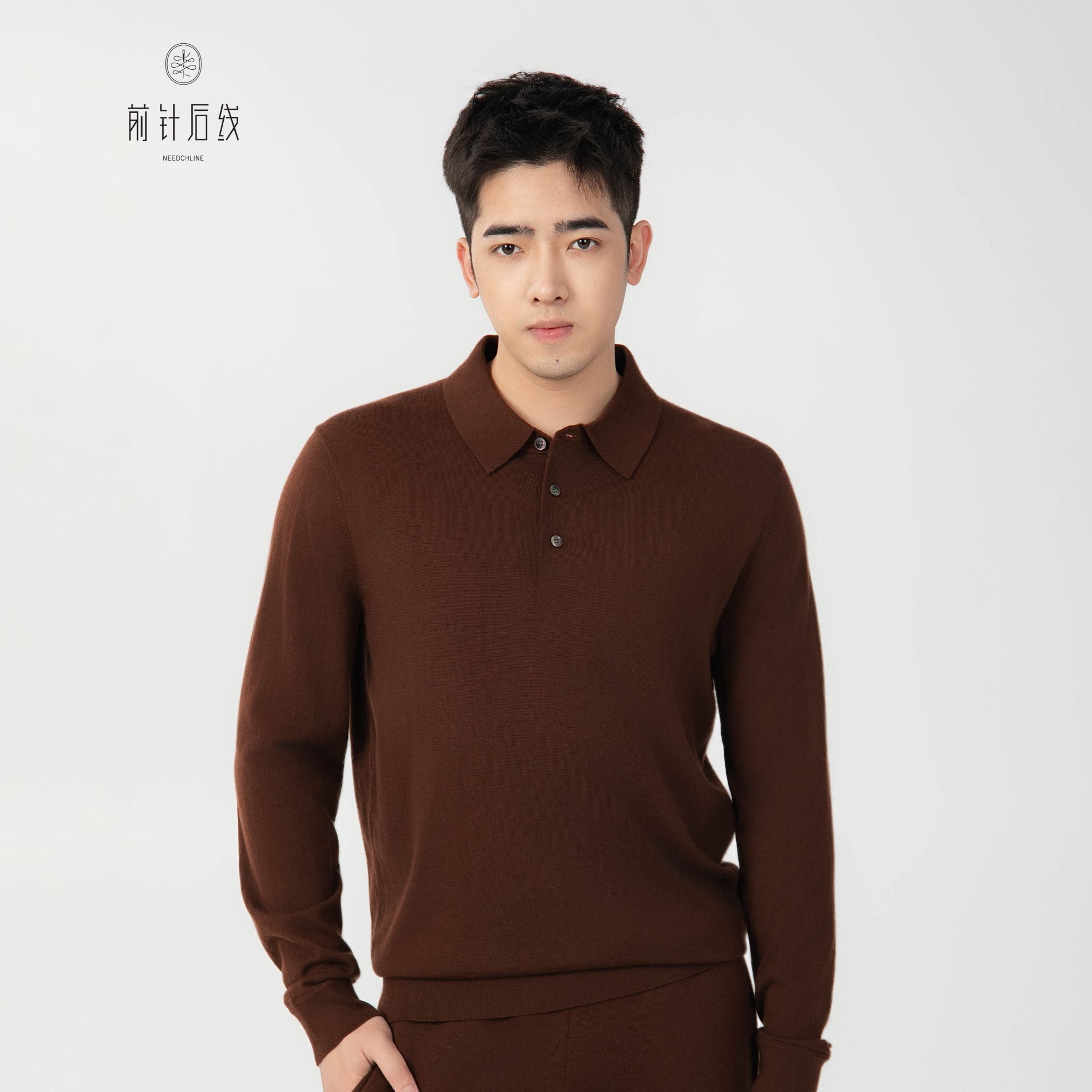 100%纯羊绒polo衫秋冬长袖