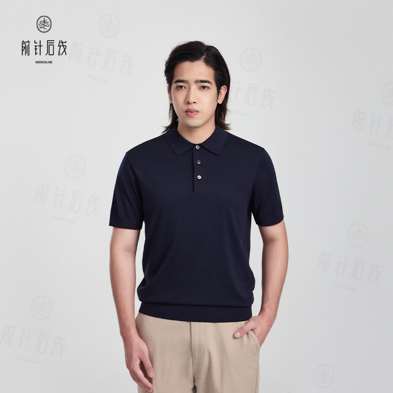 100%纯羊绒polo衫男士秋冬