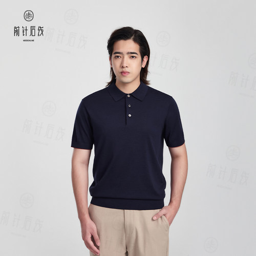 100%纯羊绒polo衫男士秋冬