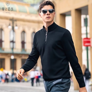 半高领拉链加厚男士 男士 100%纯羊绒衫 秋冬保暖精纺男装 可机洗