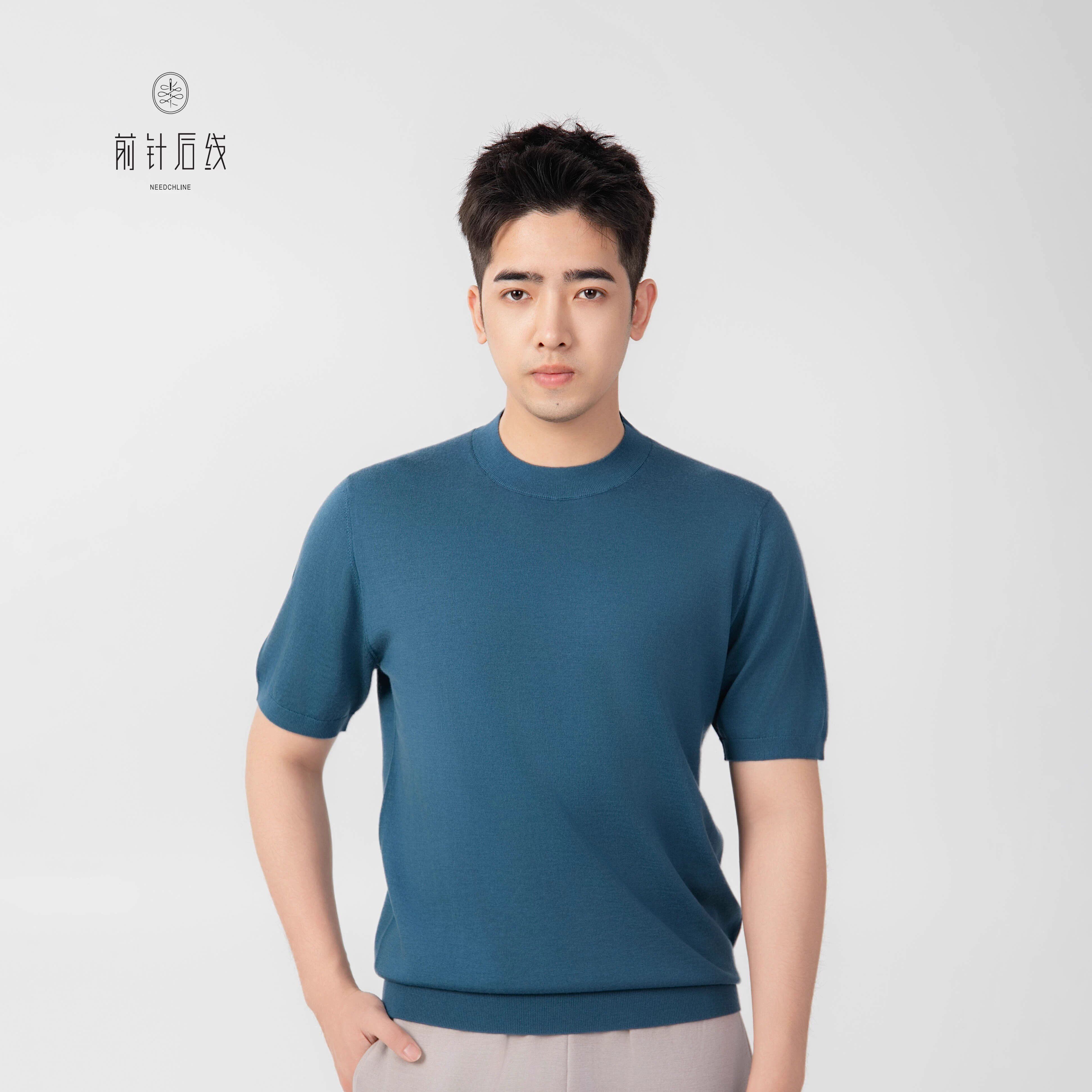 前针后线纯羊毛衫可机洗圆领针织