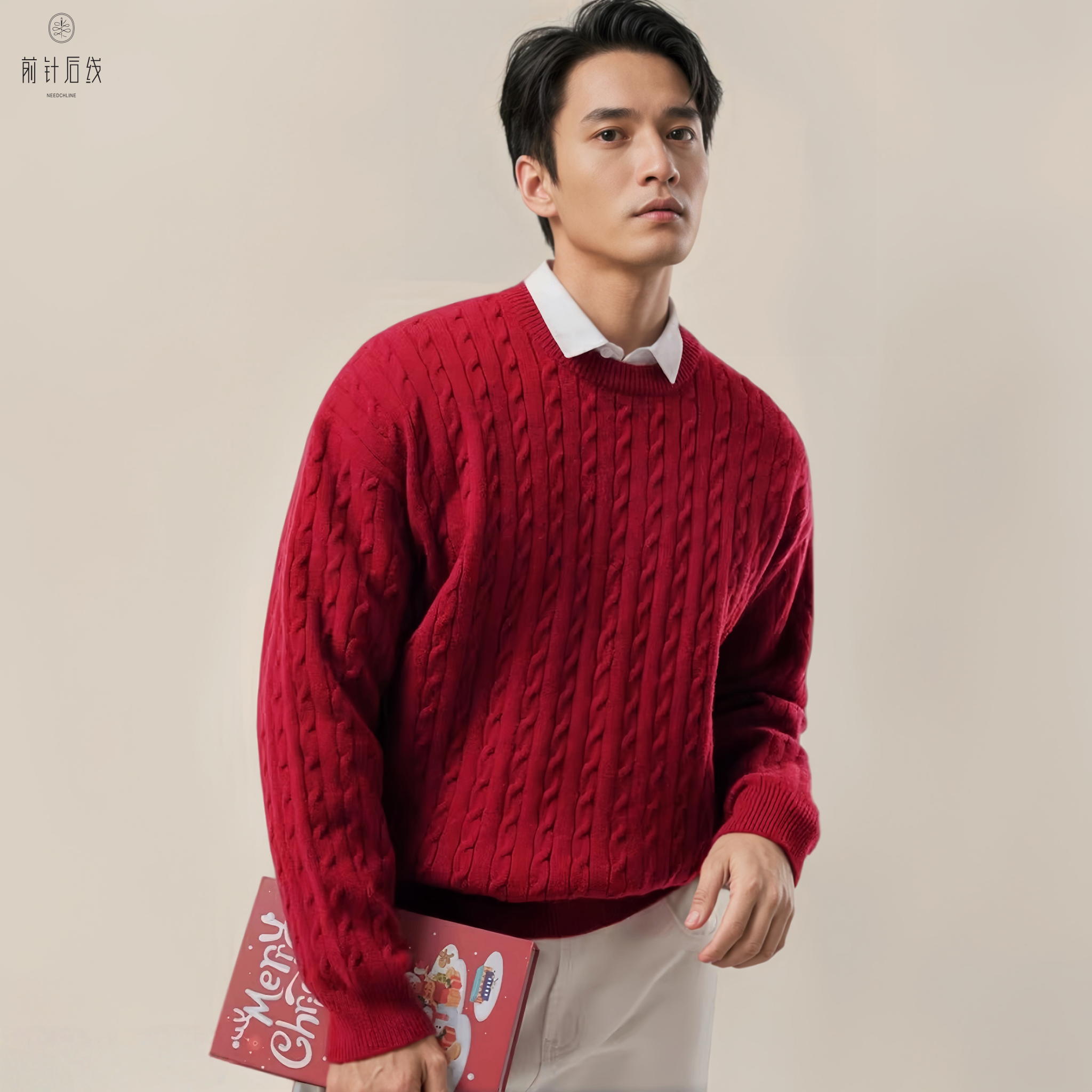 前针后线100纯羊绒男士圆领厚款秋冬保暖针织绞花男装商务男款,男装,羊绒套衫,淘宝优惠券,粉丝福利购,淘宝优惠卷
