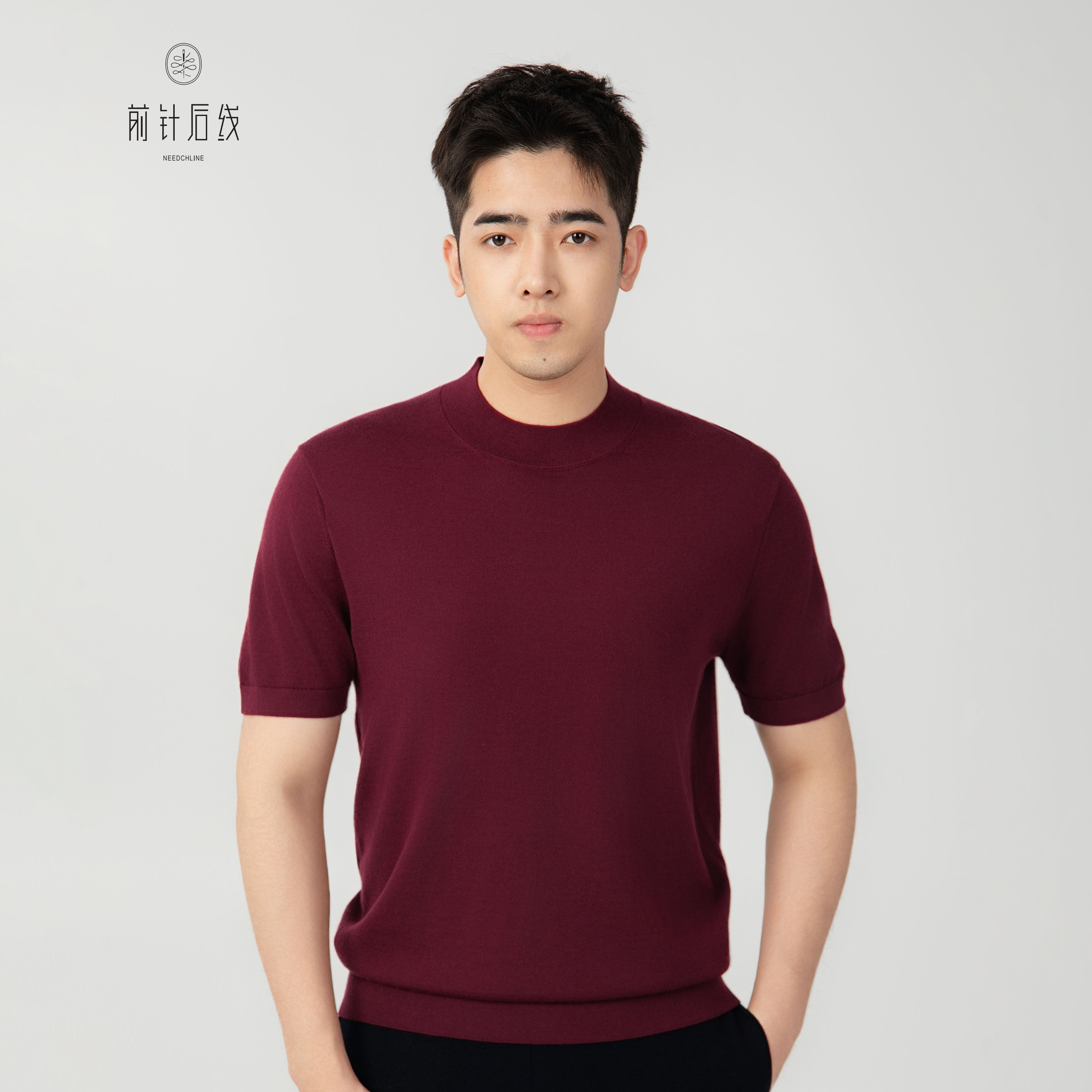 可机洗纯羊绒半高领短袖