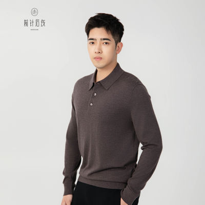 100%纯羊绒polo衫秋冬长袖