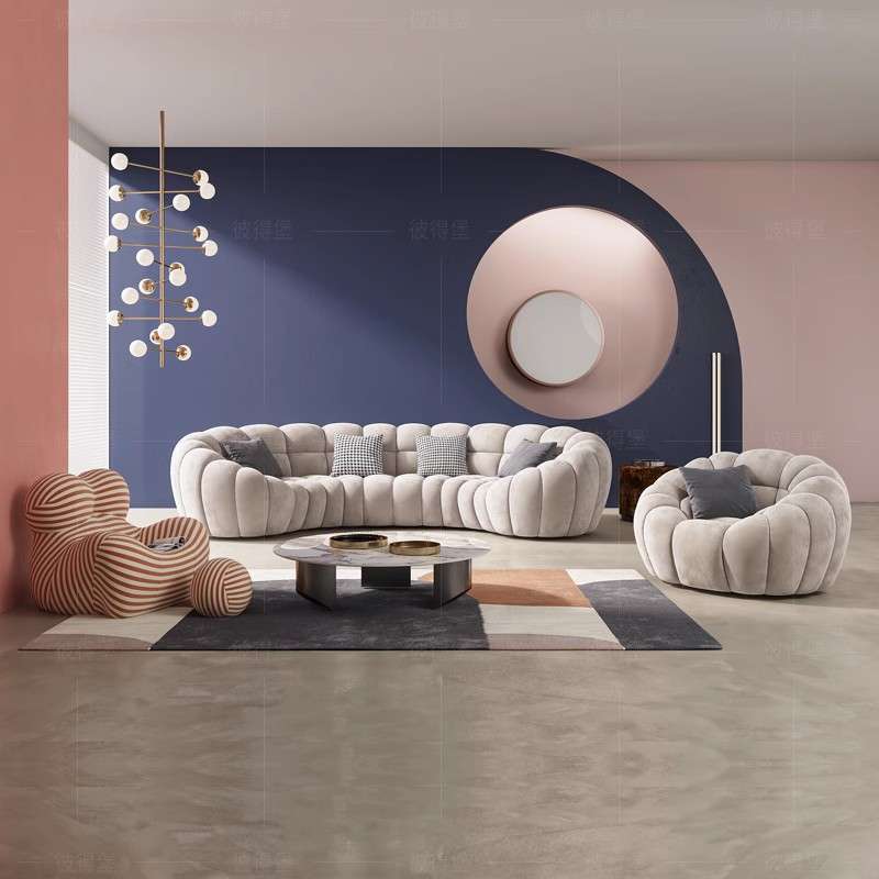 意式极简布艺沙发转角组合设计师款创意弧形沙发半圆简约baxter