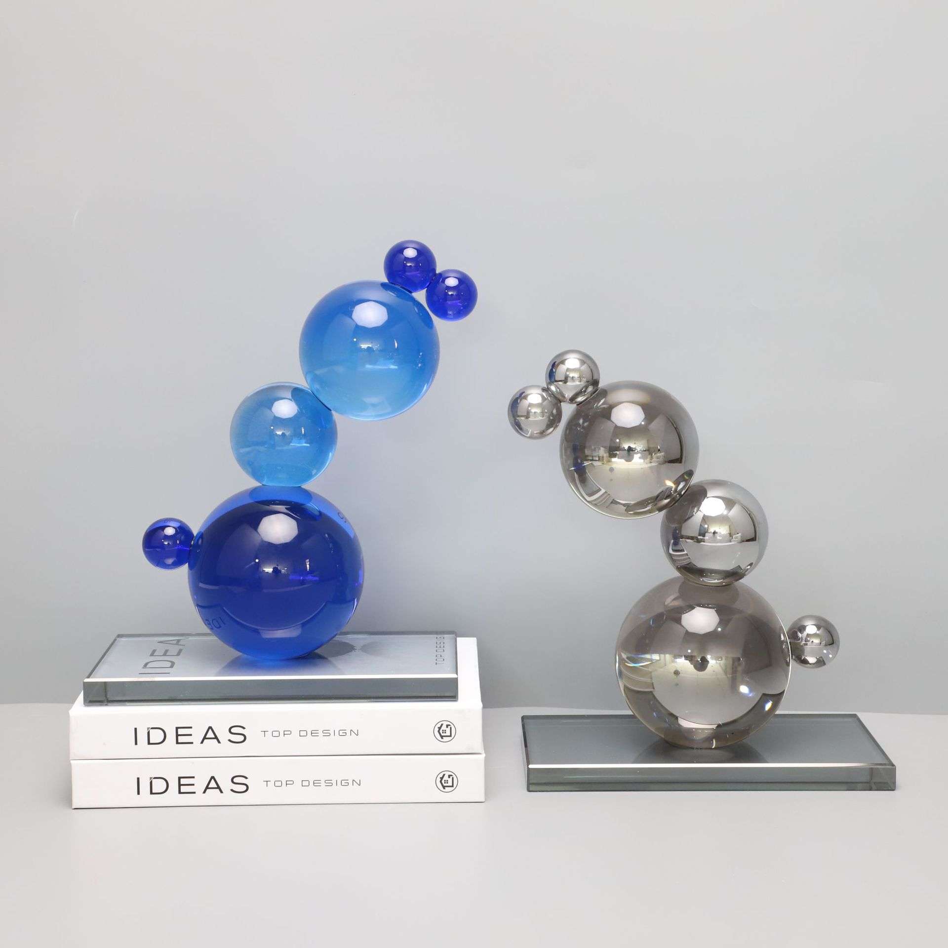 北欧创意透明堆积水晶球家居客厅样板房间办公桌面软装饰物小摆件