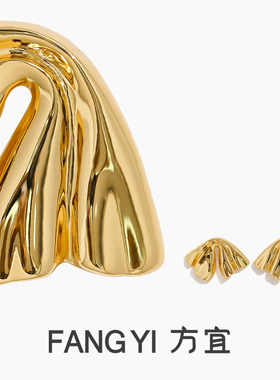 方宜FANG YI 骑士蝴蝶结松弛浪漫氛围高级感耳饰 FY027